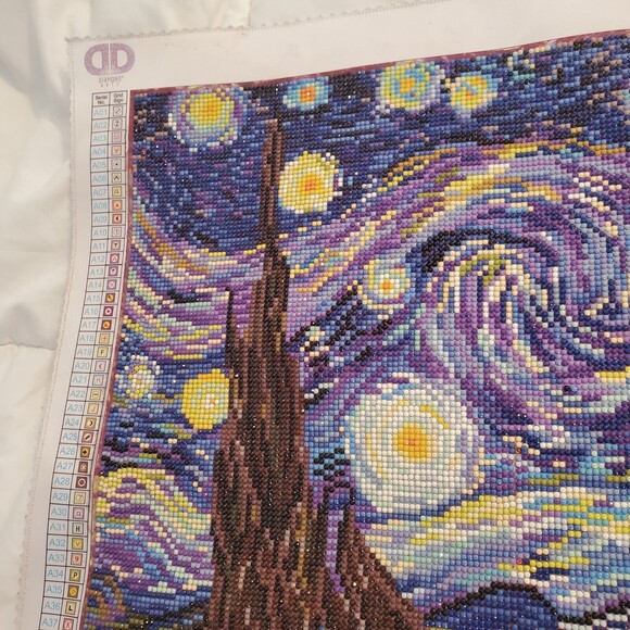 Diamond Art Painting Finished Completed 20"x20" Van Gogh Starry Night Hanging - Picture 2 of 12